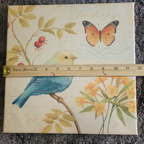 Birds& Butterfly Canvas Wall Art - Four 12" x 12" Canvas Wall Tiles - Picture 6 of 8